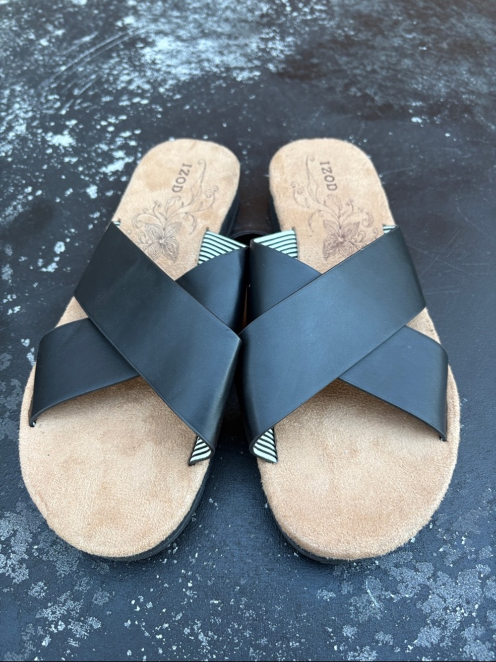 IZOD Women’s Black Crisscross Slide Sandals size 8 - Picture 4 of 10